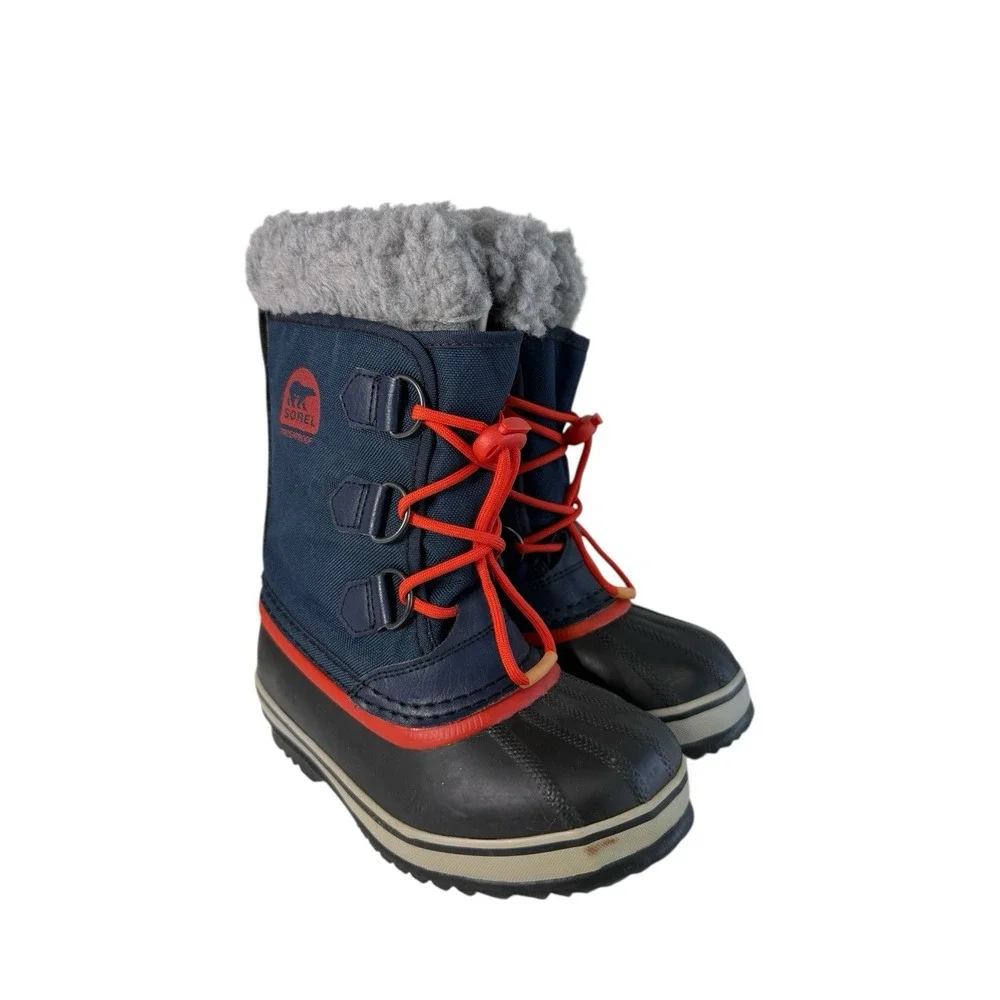 Sorel Yoot Pac Nylon Quarry Winter Boots Navy Blue- Orange‎ Size 1Y NO BOX